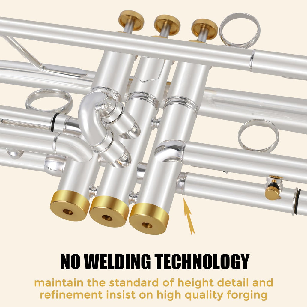 Bb Trumpet Brass Instruments Set with 7C Mouthpiece, Cloth and Gloves V5657