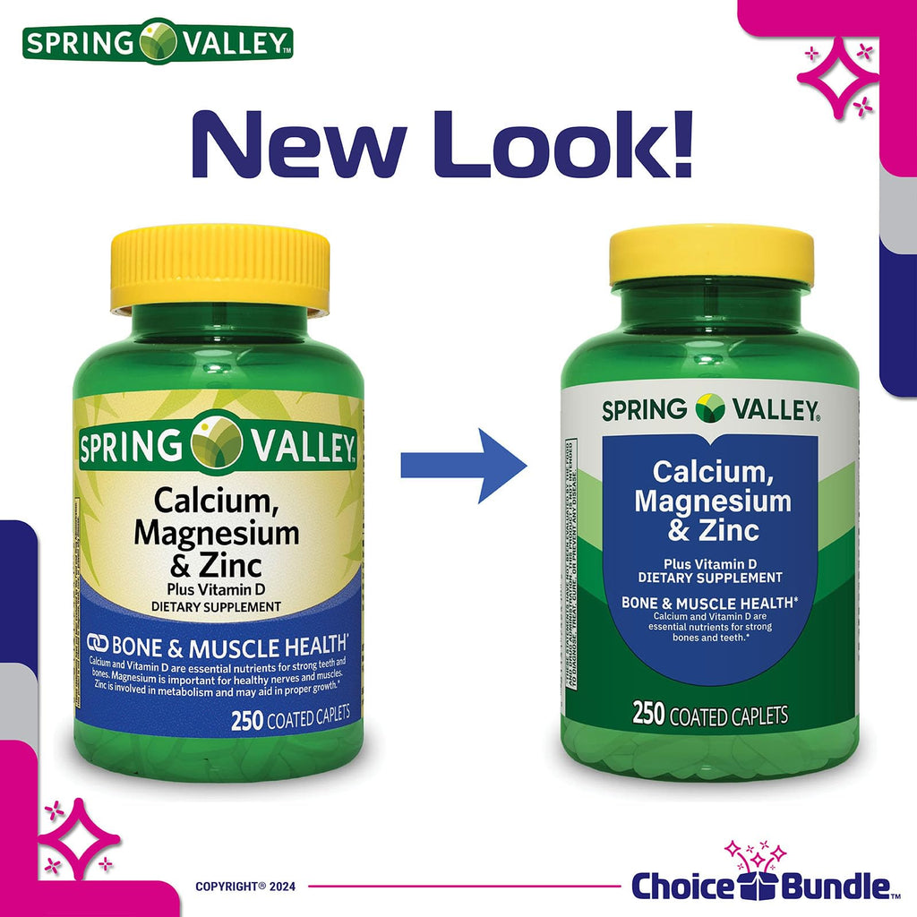 Calcium Magnesium Zinc Plus Vitamin D Caplets 250 Ct 2 pk T6861