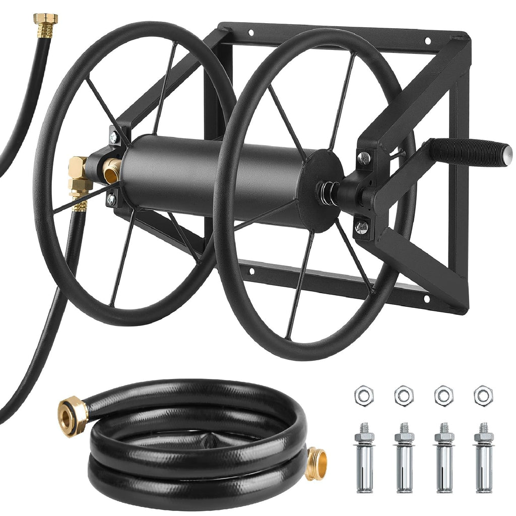 Wall Mounted Garden Hose Reel, Holds 200 ft 5/8-inch, Heavy-Duty Steel P14246