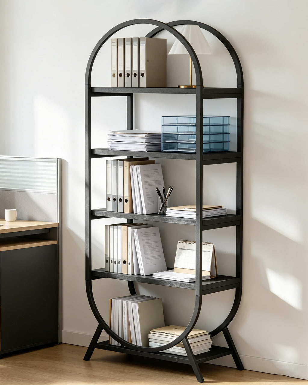 Black 5 Tier Arched Bookshelf S614762