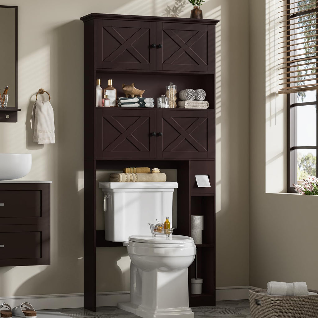 Over The Toilet Storage Cabinet with Doors & Paper Holder U53333