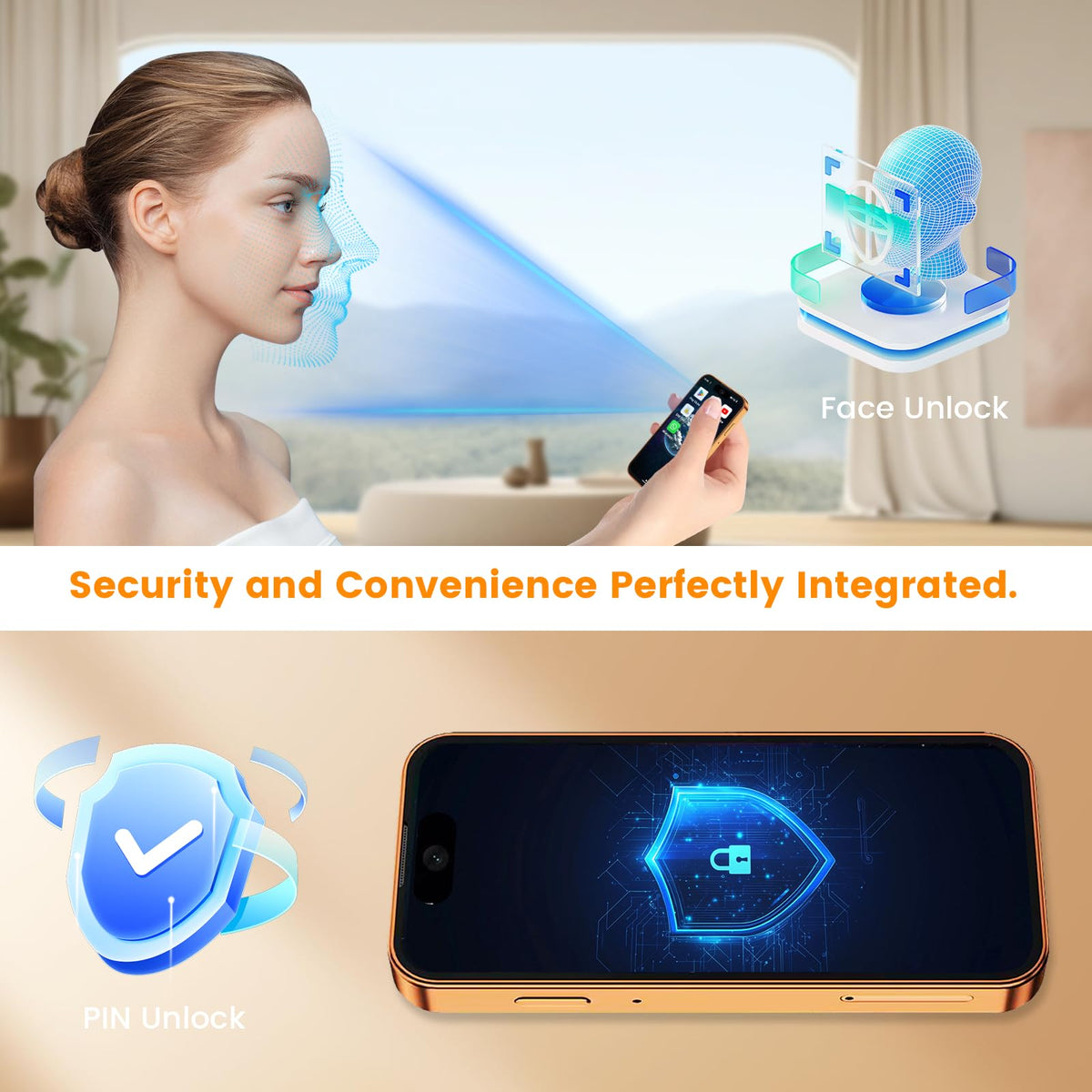 4G Unlocked Mini Smartphone 3GB+32GB 3.88" HD Touch Screen Android 12 Dual SIM Black U89356