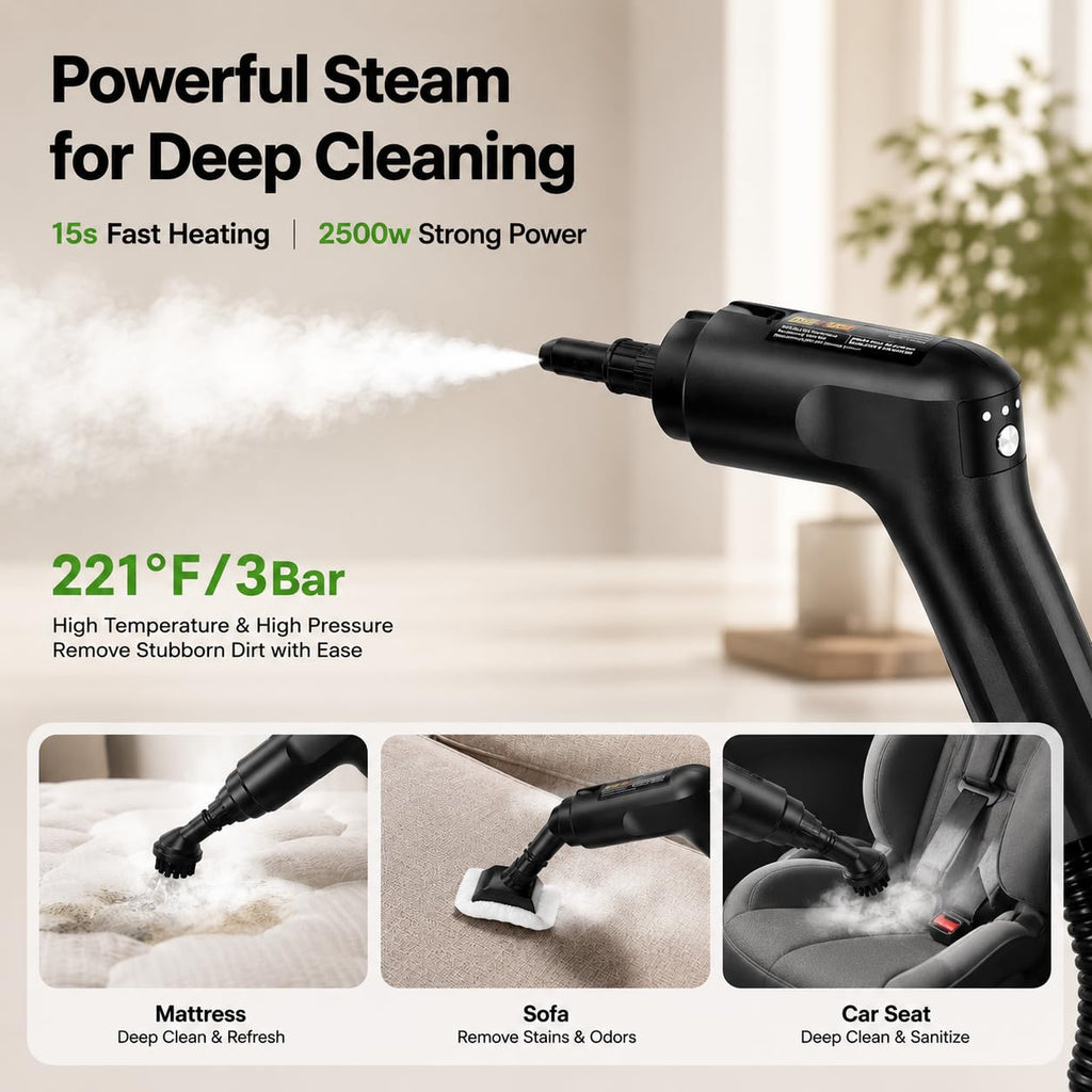 2500W Handheld Steam Cleaner, 3 Steam Levels, 1600Ml Tank Q798
