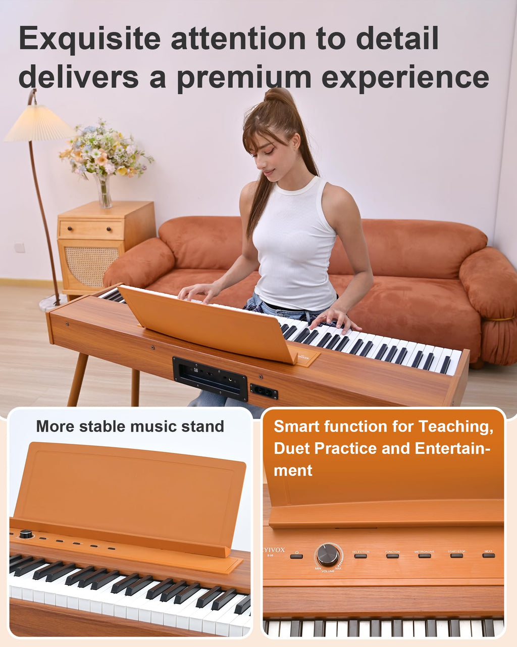 88 Key Full Weighted Hammer-Action Digital Piano with Stand S6874