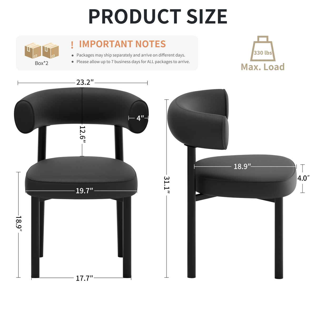 Black Faux Leather Dining Chairs Set of 4 C792640