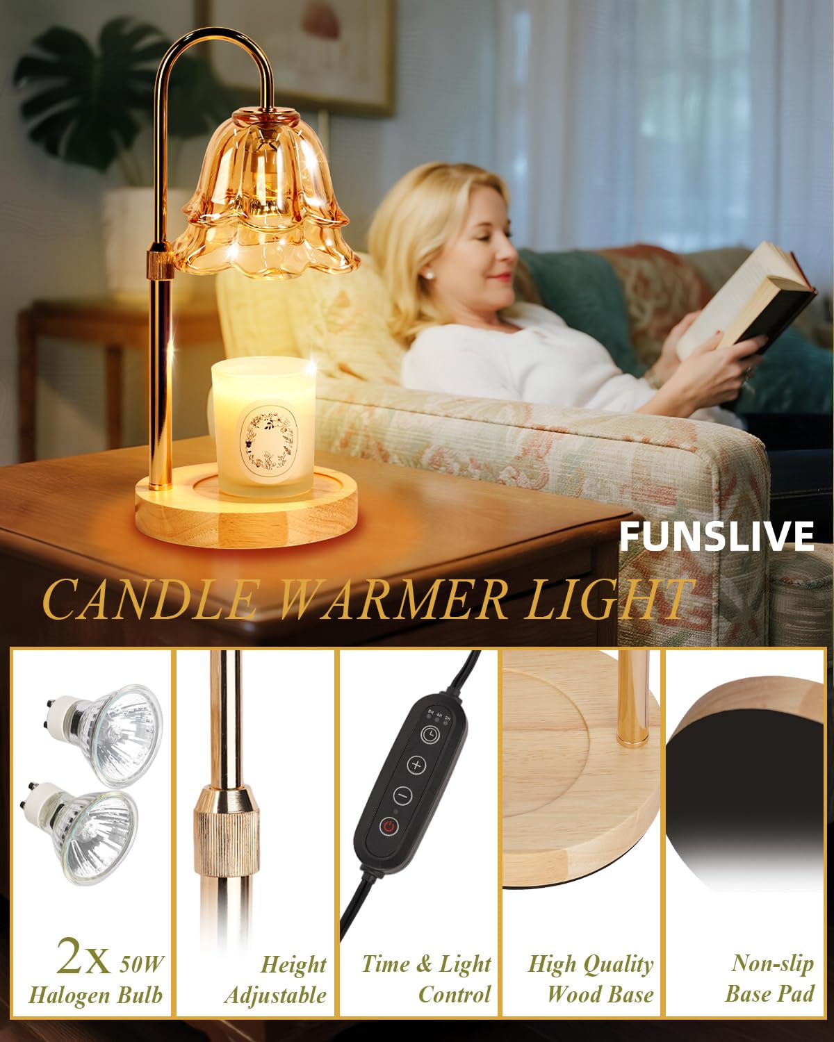 Dimmable Candle Warmer Lamp with Timer H790879
