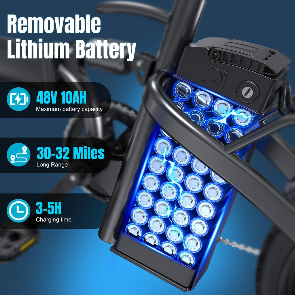 560W 20MPH 32 Miles Range 48V 10Ah 14" Foldable Electric Bike S8221