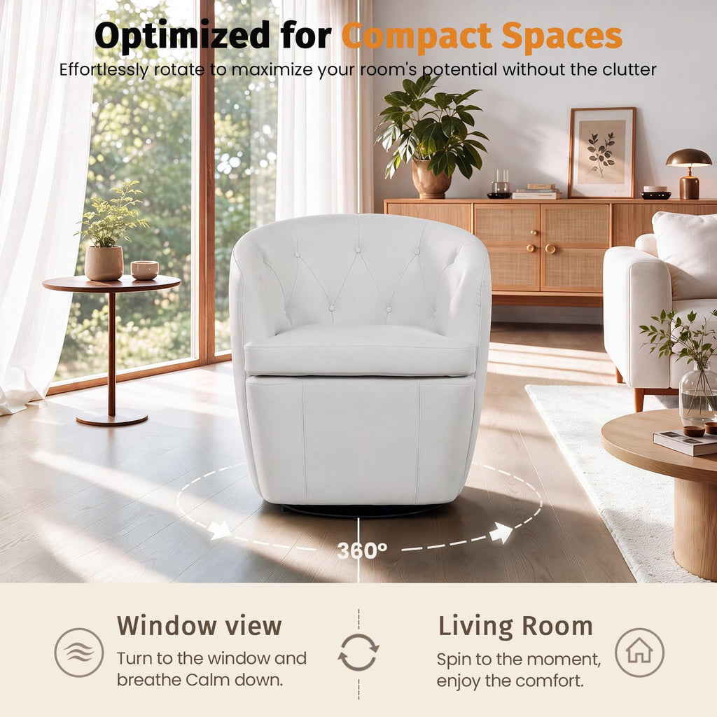 360° Swivel Button-Tufted Barrel Chair W794