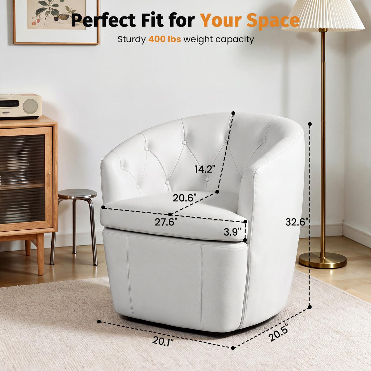 360° Swivel Button-Tufted Barrel Chair W794