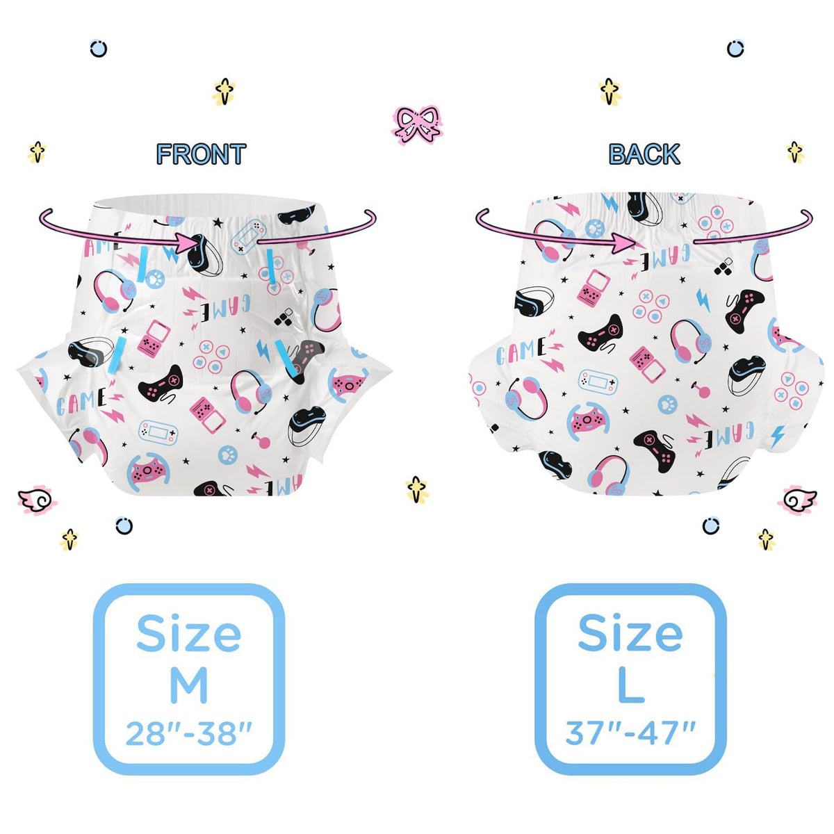 Adult Diapers 10 Pieces Disposable Incontinence Briefs with Tabs Medium 28"-38" H35336