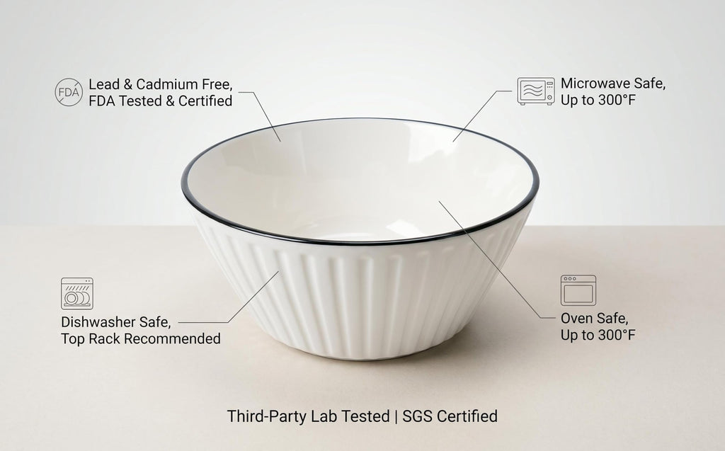 White Ceramic Serving Bowls Set of 4 R3915