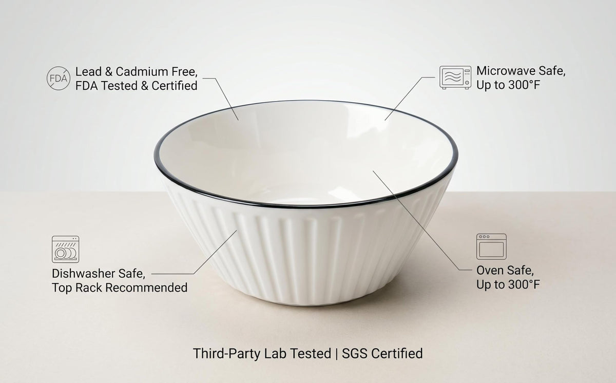 White Ceramic Serving Bowls Set of 4 R3915