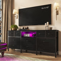 Black Dresser with LED Lights and Power Outlets, 10 Drawers Dresser V943050