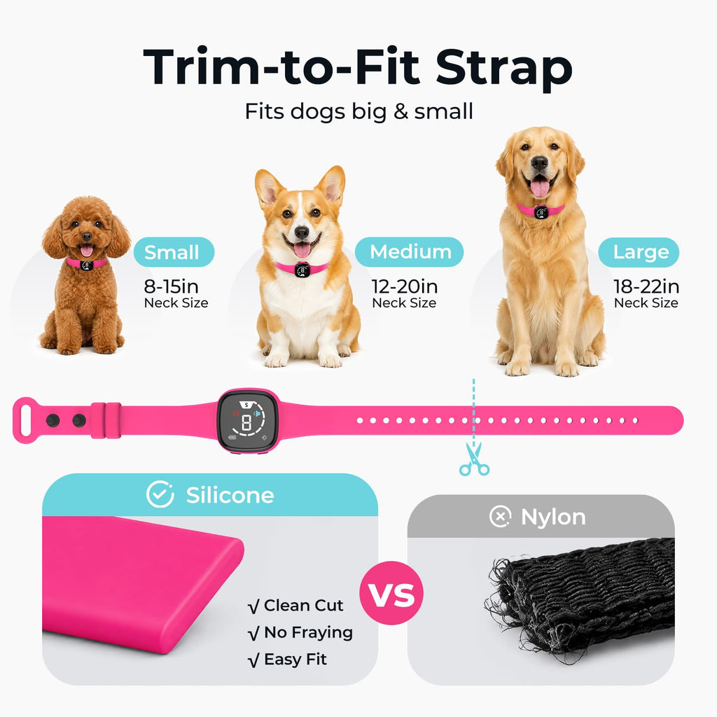No Bark Collar with Silicone Strap, Pink E10431