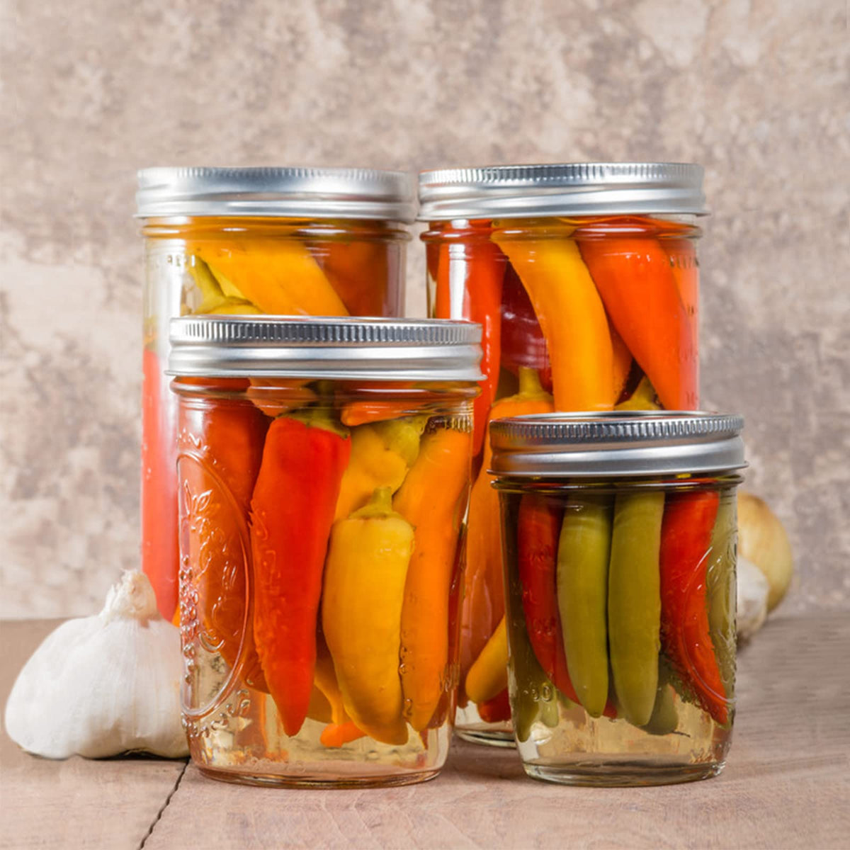 16 oz 6 Pack Wide Mouth Glass Mason Jars with Airtight Lids J416766