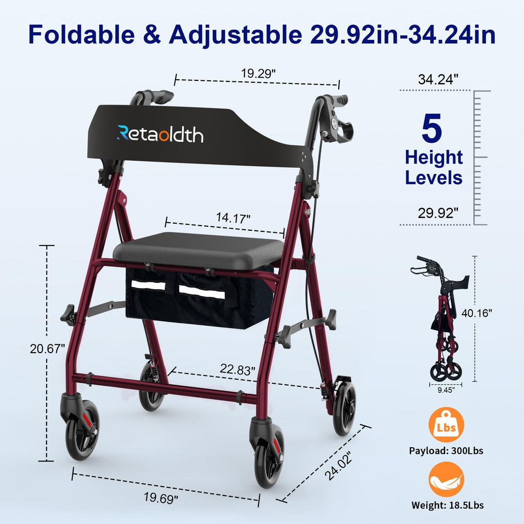 Foldable Rollator Walker with Seat U540973