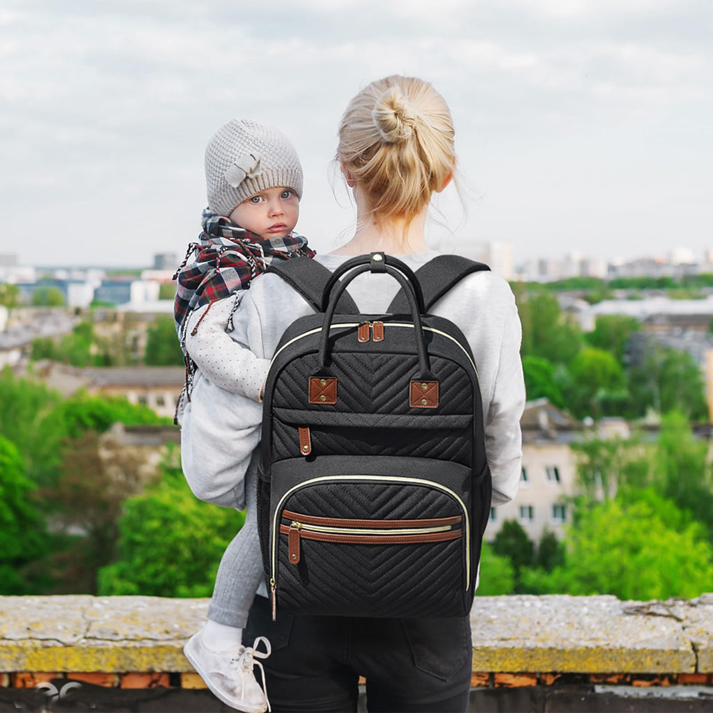 Diaper Bag Backpack with Insulated Pockets Black L1714