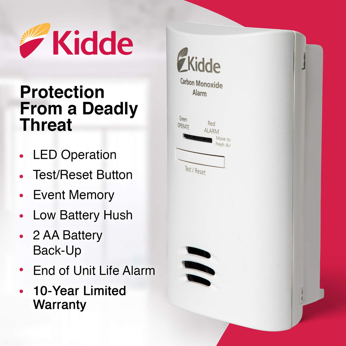 Plug-in Carbon Monoxide Detector with AA Battery Backup A55563
