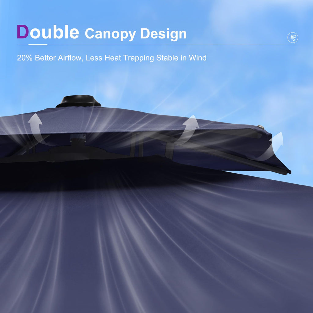 10FT Double Top Navy Blue Cantilever Umbrella K6063