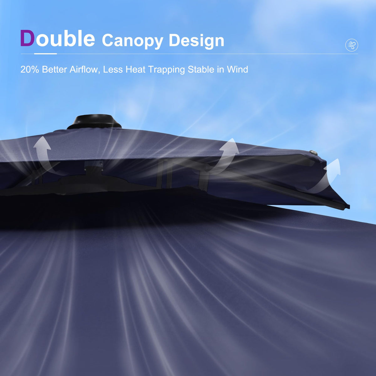 10FT Double Top Navy Blue Cantilever Umbrella K6063