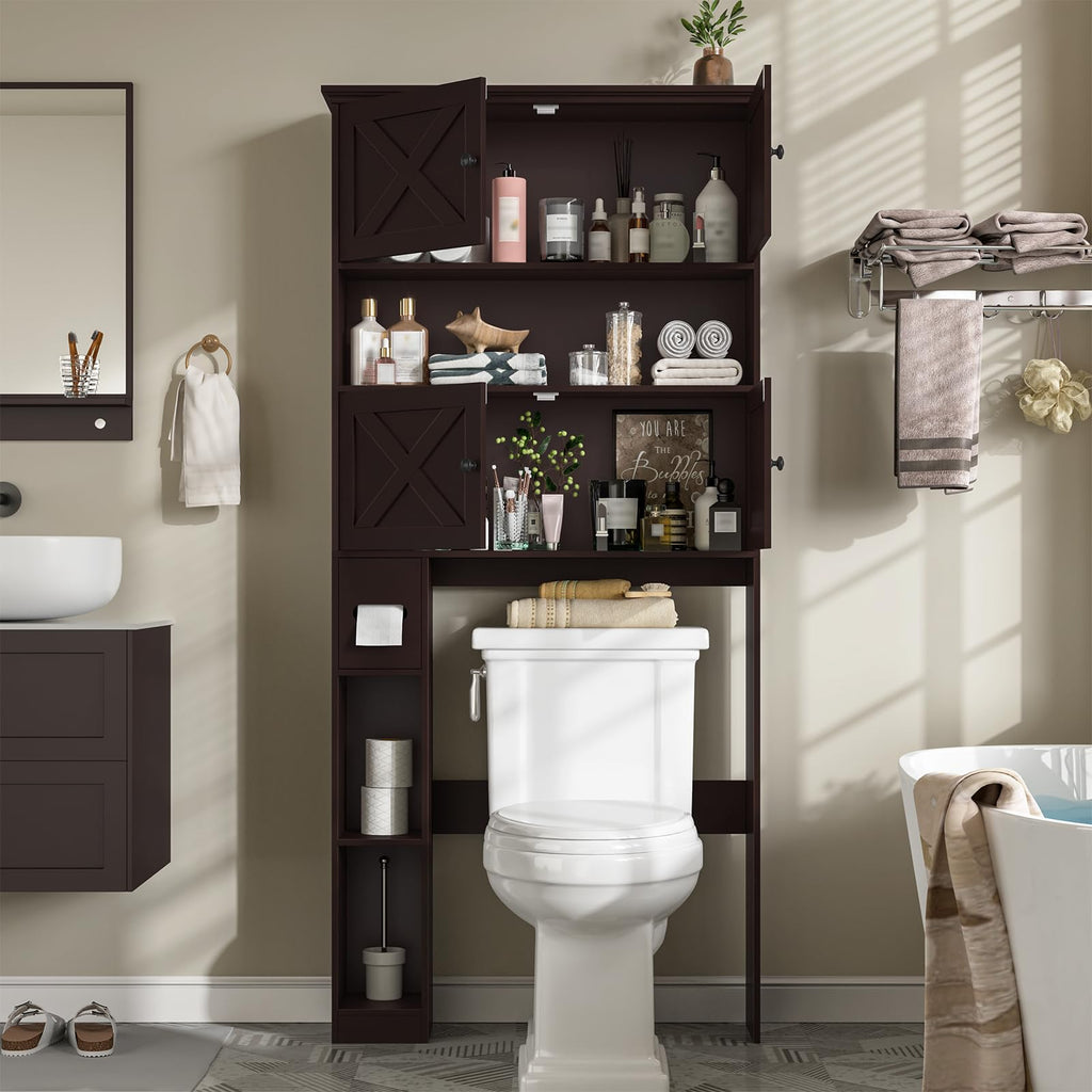 Over The Toilet Storage Cabinet with Doors & Paper Holder U53333