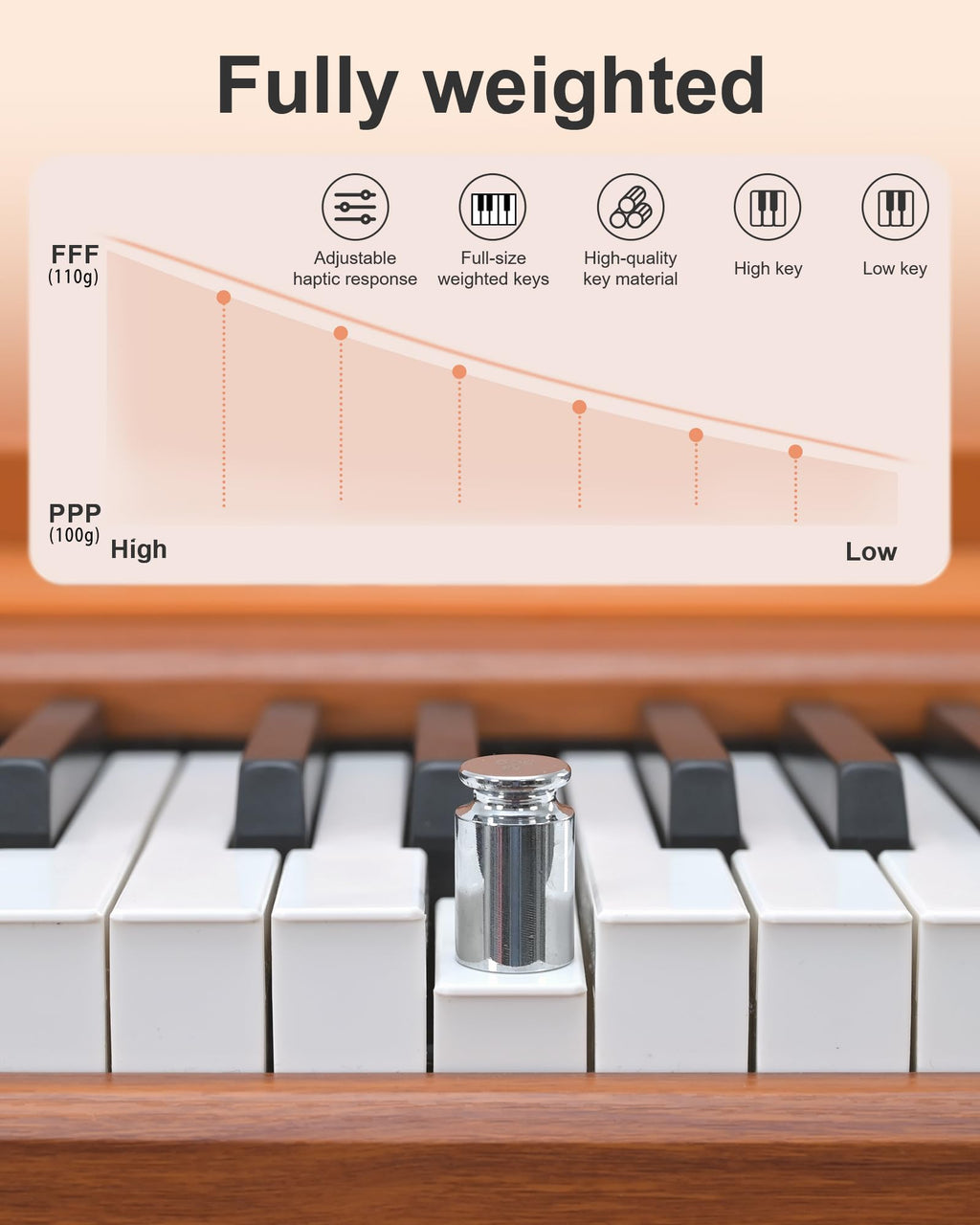88 Key Full Weighted Hammer-Action Digital Piano with Stand S6874