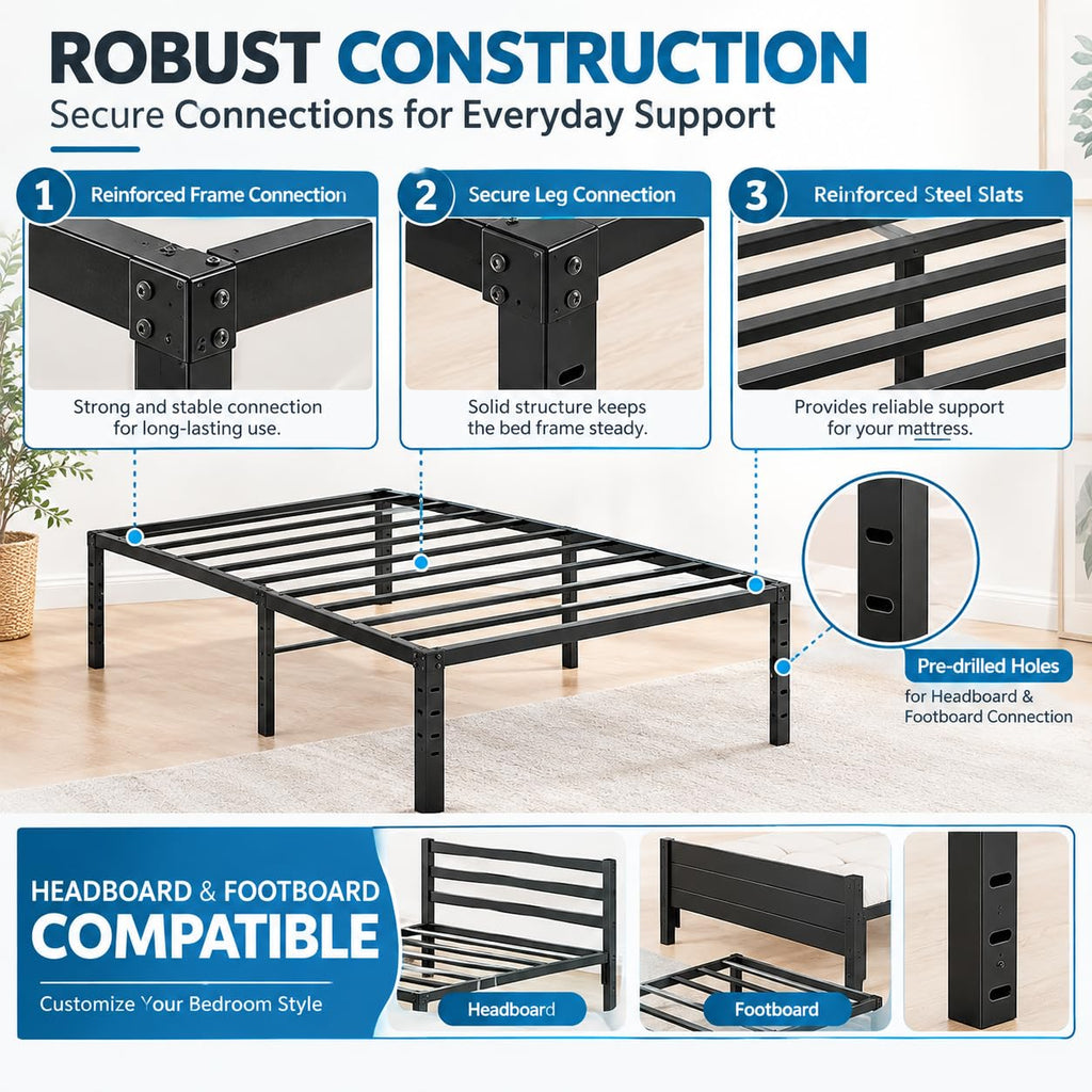 Queen Size Metal Platform Bed Frame R7189