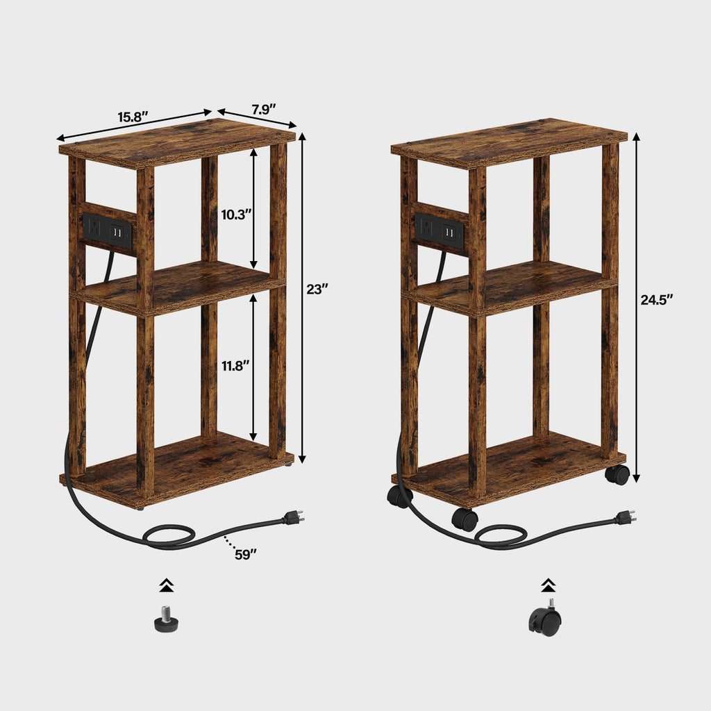Small Narrow Side Table with Charging Station I251