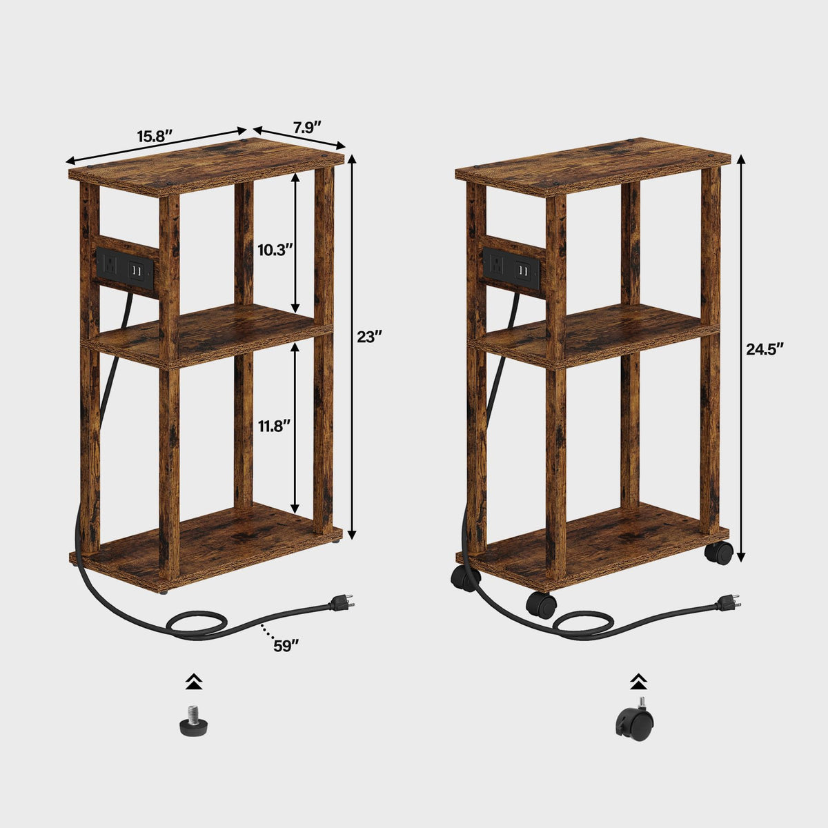 Small Narrow Side Table with Charging Station I251