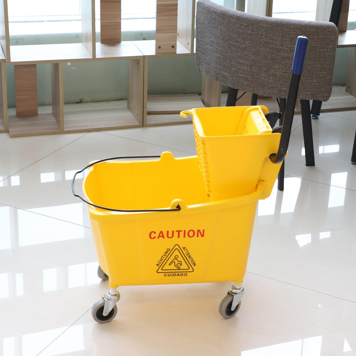 Commercial Mop Bucket with Side Press Wringer on Wheels S39706