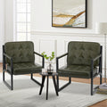 Set of 2 Green Leather Accent Chairs with Metal Legs Y95379