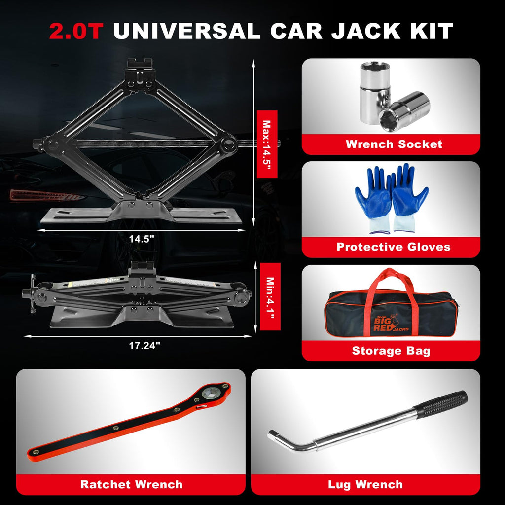 2 Ton Scissor Car Jack with Lug Wrench W81709