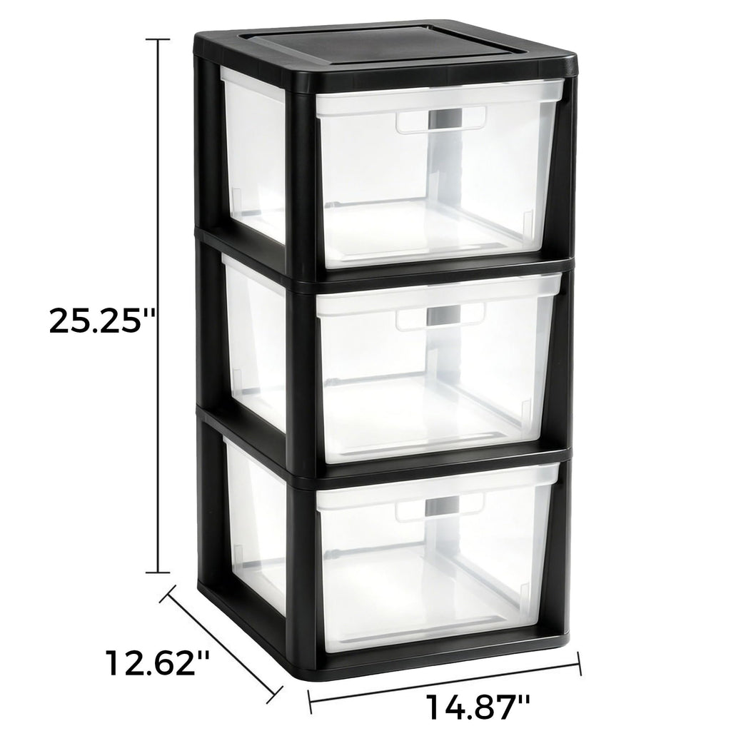 3-Drawer Plastic Storage Organizer Tower G985
