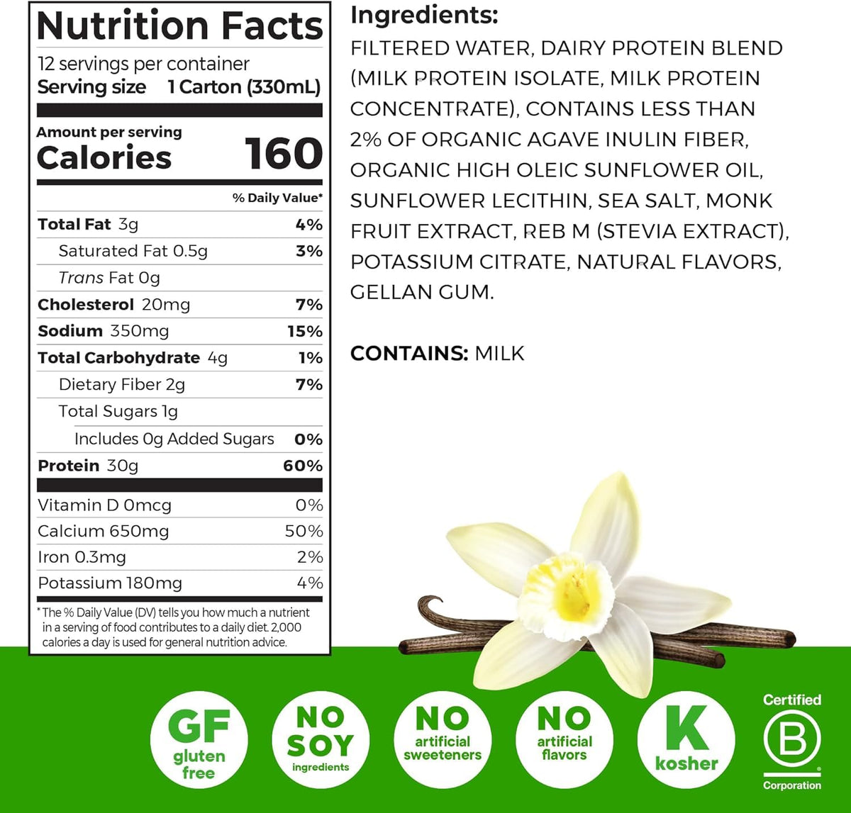 30g High Protein Shake Chocolate Fudge & Vanilla Bean 11 Fl Oz 2 Pack of 12 K231928
