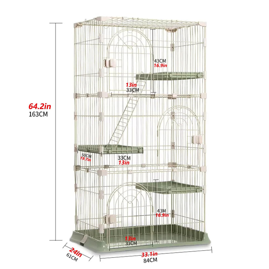 3/4-Tier Wire Cat Cage Playpen Kennel with Hammock H39864