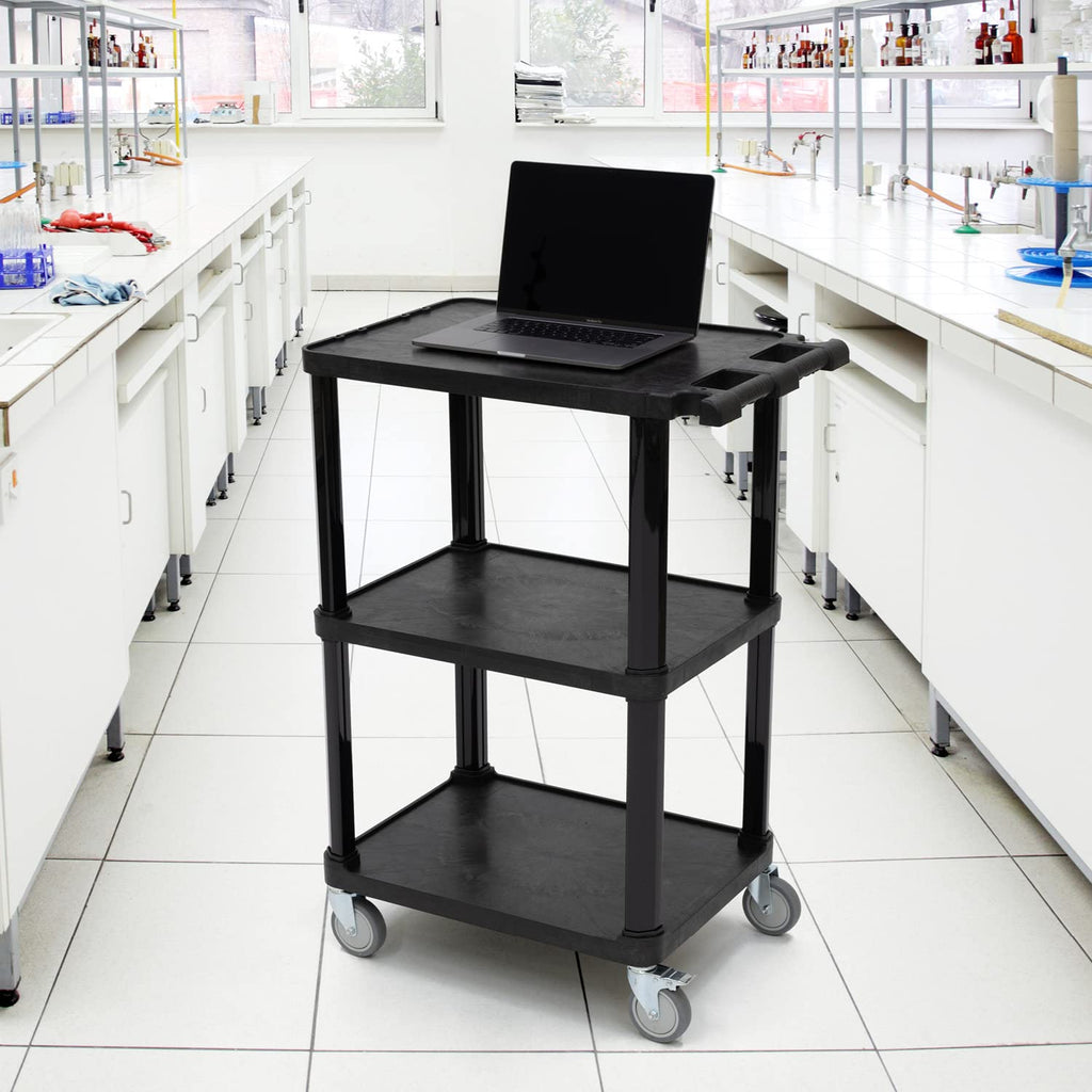 3-Tier Plastic Utility Cart with Lockable Wheels D230