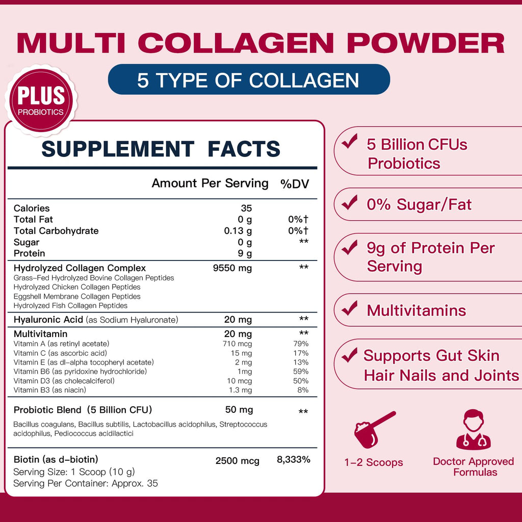 Multi Collagen Peptides Powder with Probiotics G59397