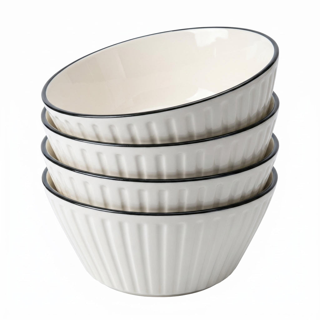 White Ceramic Serving Bowls Set of 4 R3915