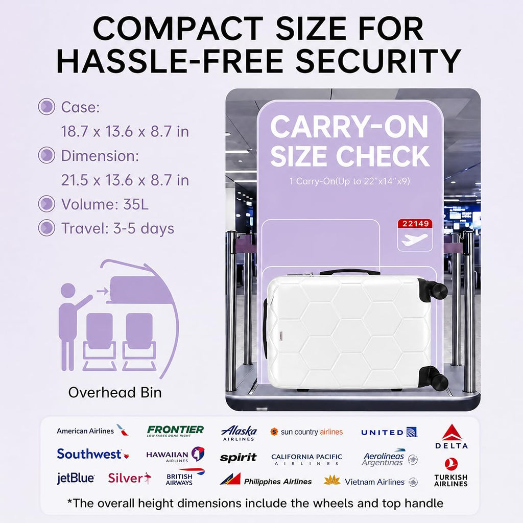 20 Inch Hardshell Expandable Carry On Luggage with TSA Lock J250