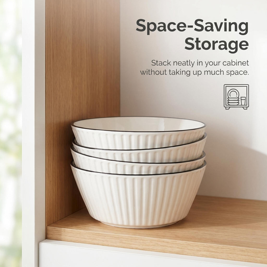 White Ceramic Serving Bowls Set of 4 R3915