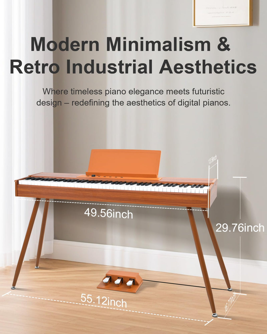 88 Key Full Weighted Hammer-Action Digital Piano with Stand S6874