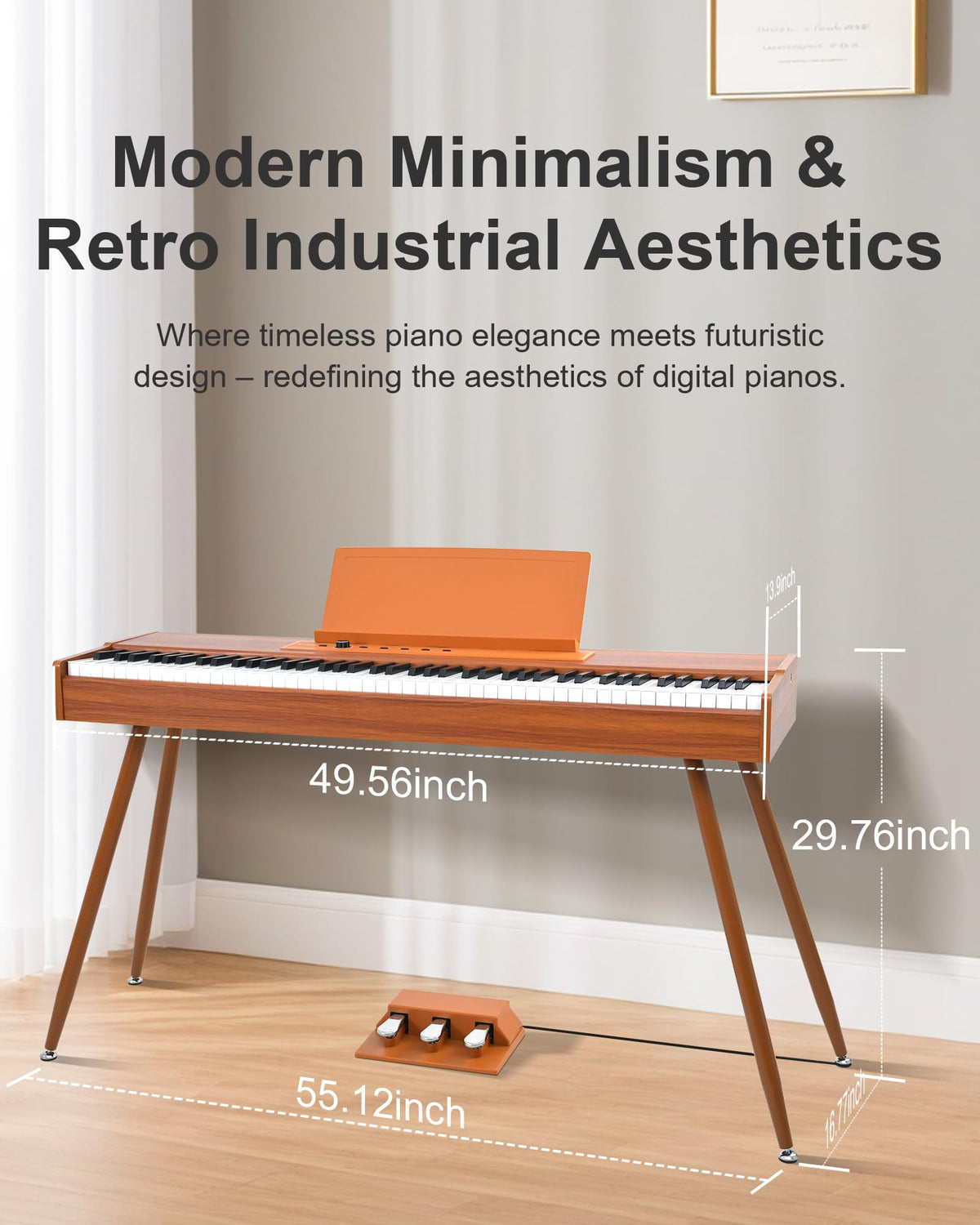 88 Key Full Weighted Hammer-Action Digital Piano with Stand S6874