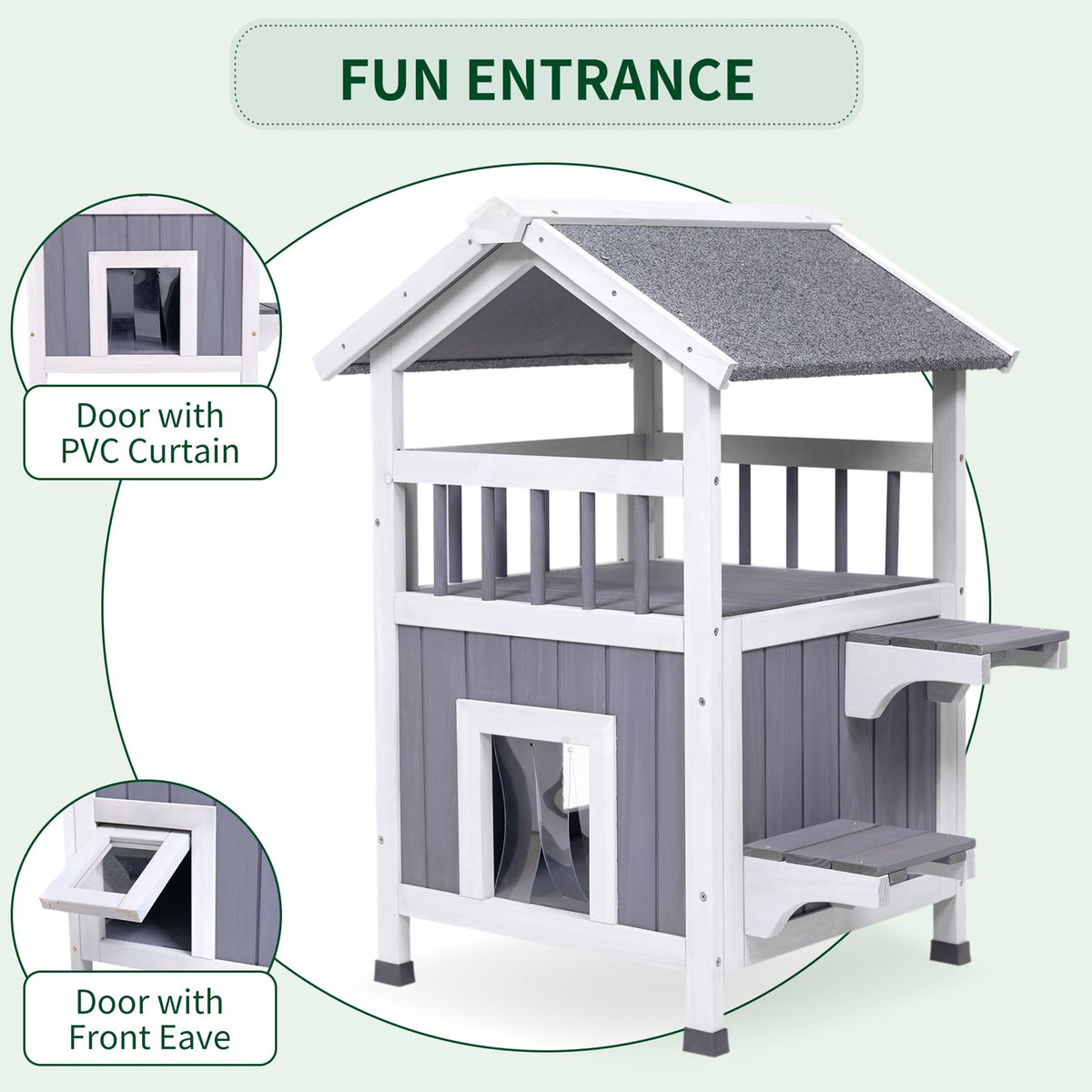 Large Wooden Insulated Outdoor Cat House C209