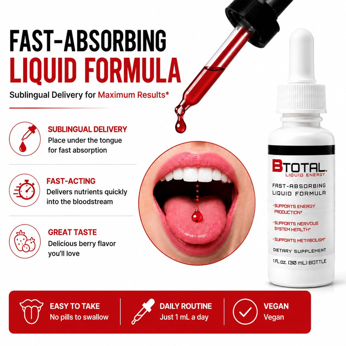 Vitamin B Complex Liquid Drops, B12, Berry, 2 fl oz T8009