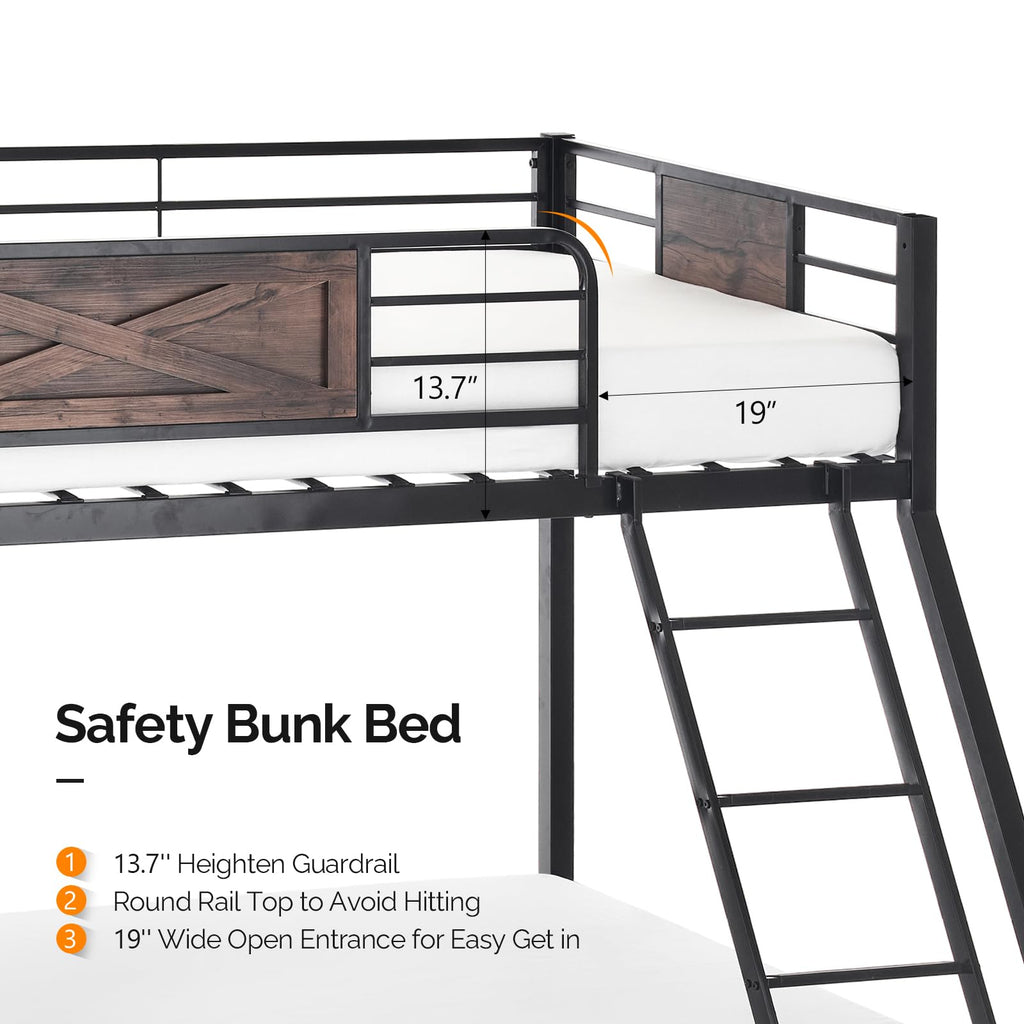 Twin Over Full Metal Bunk Bed with 2 Storage Drawers L69043