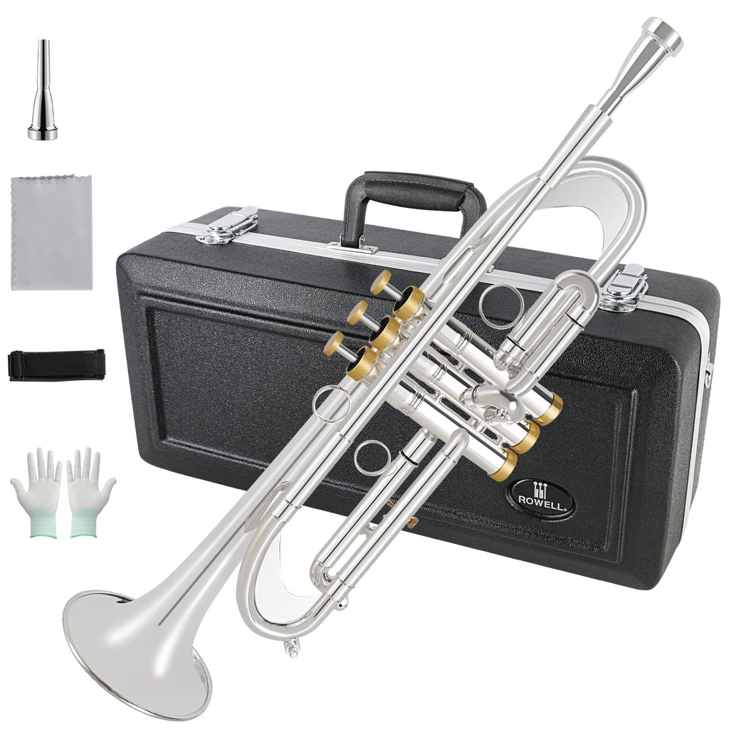 Bb Trumpet Brass Instruments Set with 7C Mouthpiece, Cloth and Gloves V5657