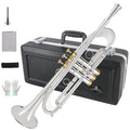 Bb Trumpet Brass Instruments Set with 7C Mouthpiece, Cloth and Gloves V5657