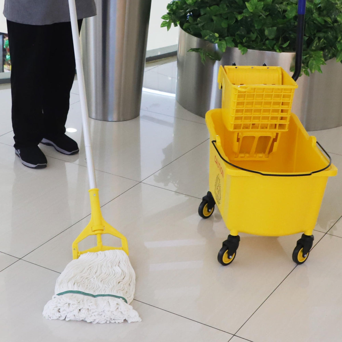 Commercial Mop Bucket with Side Press Wringer on Wheels S39706