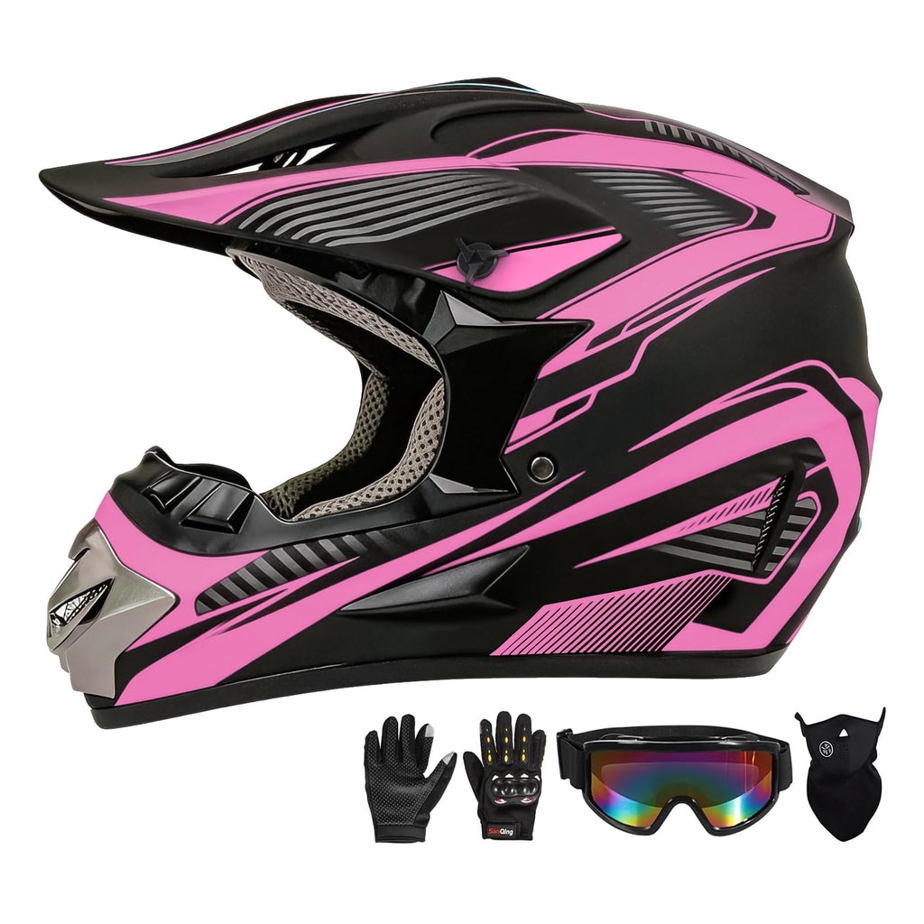 Pink XL DOT Approved Full Face Motocross Helmet V535