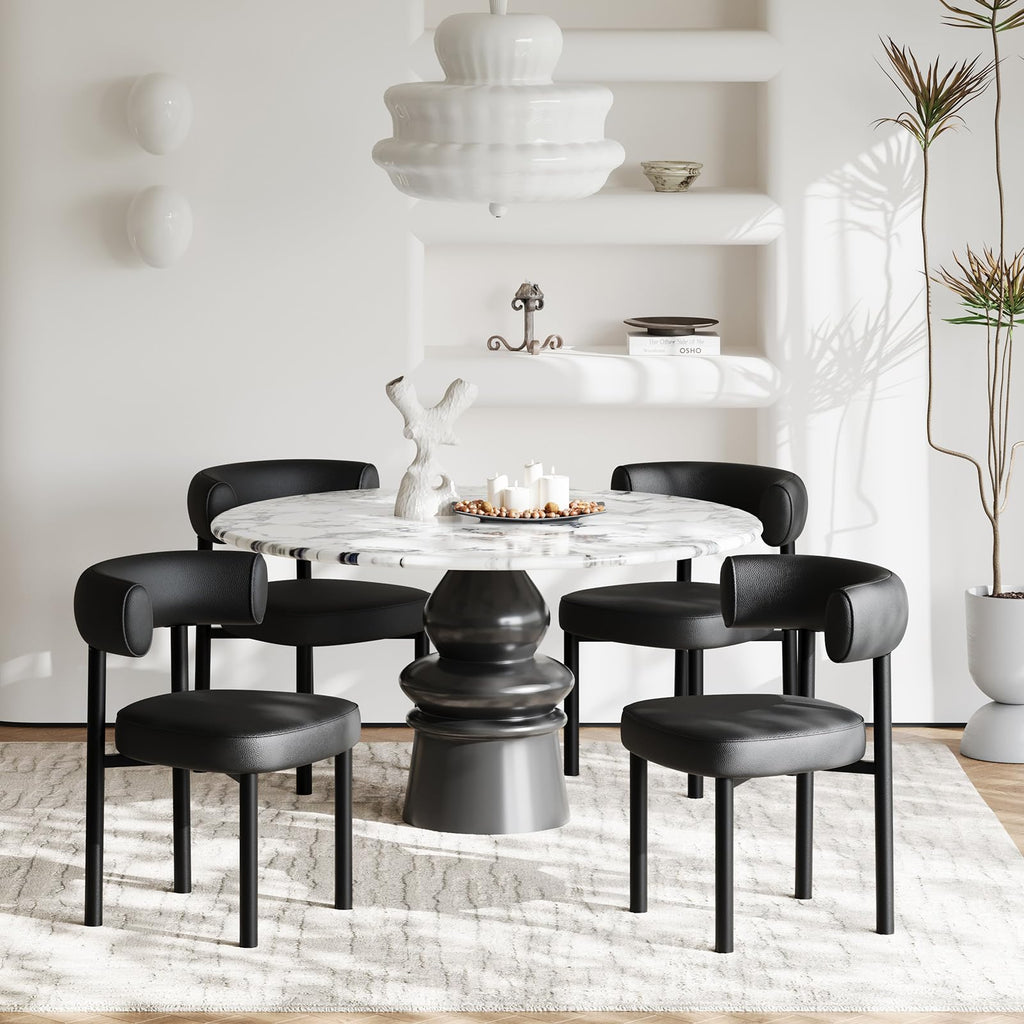 Black Faux Leather Dining Chairs Set of 4 C792640